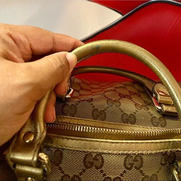 AUTHENTIC GUCCI BOSTON JOY PEWTER BROWN COATED BRONZE BAG - Picture 14 of 15